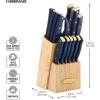 imageFARBERWARE 15Piece Knife Block Set TripleRiveted HighCarbon Stainless Steel Kitchen Knives Razor Sharp Blades Wood Storage Block WhitegoldNavy and Gold