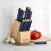 imageFARBERWARE 15Piece Knife Block Set TripleRiveted HighCarbon Stainless Steel Kitchen Knives Razor Sharp Blades Wood Storage Block WhitegoldNavy and Gold