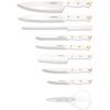 imageFARBERWARE 15Piece Knife Block Set TripleRiveted HighCarbon Stainless Steel Kitchen Knives Razor Sharp Blades Wood Storage Block WhitegoldWhite and Gold