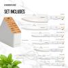 imageFARBERWARE 15Piece Knife Block Set TripleRiveted HighCarbon Stainless Steel Kitchen Knives Razor Sharp Blades Wood Storage Block WhitegoldWhite and Gold