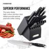 imageFarberware 15Piece Forged Triple Rivet Knife Block Set HighCarbon Kitchen Knife set with Ergonomic Handles 15Piece Set RazorSharp Knife Set WhiteBlack