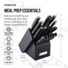 imageFarberware 15Piece Forged Triple Rivet Knife Block Set HighCarbon Kitchen Knife set with Ergonomic Handles 15Piece Set RazorSharp Knife Set WhiteBlack