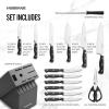 imageFarberware 15Piece Forged Triple Rivet Knife Block Set HighCarbon Kitchen Knife set with Ergonomic Handles 15Piece Set RazorSharp Knife Set WhiteGraphite
