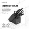imageFarberware 15Piece Forged Triple Rivet Knife Block Set HighCarbon Kitchen Knife set with Ergonomic Handles 15Piece Set RazorSharp Knife Set WhiteGraphite