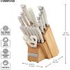 imageFarberware 15Piece Forged Triple Rivet Knife Block Set HighCarbon Kitchen Knife set with Ergonomic Handles 15Piece Set RazorSharp Knife Set WhiteNatural 2