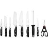 imageFarberware 15Piece Forged Triple Rivet Knife Block Set RazorSharp Kitchen Knife Set with Wood Block HighCarbon Stainless Steel WhiteBlack