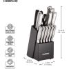imageFarberware 15Piece Stamped Stainless Steel Knife Block Set HighCarbon Stainless Steel Kitchen Knife Set with Ergonomic Handles RazorSharp Knives with Wood Block 15Piece Set GraphiteBlack