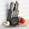 imageFarberware 15Piece Stamped Stainless Steel Knife Block Set HighCarbon Stainless Steel Kitchen Knife Set with Ergonomic Handles RazorSharp Knives with Wood Block 15Piece Set GraphiteBlack 2