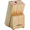 imageFarberware 15Piece Stamped Stainless Steel Knife Block Set HighCarbon Stainless Steel Kitchen Knife Set with Ergonomic Handles RazorSharp Knives with Wood Block 15Piece Set GraphiteNatural Bamboo