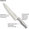 imageFarberware 15Piece Stamped Stainless Steel Knife Block Set HighCarbon Stainless Steel Kitchen Knife Set with Ergonomic Handles RazorSharp Knives with Wood Block 15Piece Set GraphiteNatural Bamboo