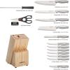 imageFarberware 15Piece Stamped Stainless Steel Knife Block Set HighCarbon Stainless Steel Kitchen Knife Set with Ergonomic Handles RazorSharp Knives with Wood Block 15Piece Set GraphiteNatural Bamboo