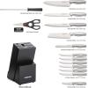 imageFarberware 15Piece Stamped Stainless Steel Knife Block Set HighCarbon Stainless Steel Kitchen Knife Set with Ergonomic Handles RazorSharp Knives with Wood Block 15Piece Set GraphiteBlack 2