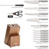 imageFarberware 15Piece Stamped Stainless Steel Knife Block Set HighCarbon Stainless Steel Kitchen Knife Set with Ergonomic Handles RazorSharp Knives with Wood Block 15Piece Set GraphiteAcacia Wood
