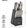 imageFarberware 15Piece Stamped Stainless Steel Knife Block Set HighCarbon Stainless Steel Kitchen Knife Set with Ergonomic Handles RazorSharp Knives with Wood Block 15Piece Set GraphiteBlack 2