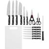 imageFarberware 17Piece Triple Rivet HighCarbon Stainless Steel Knife Block Set with Plastic Cutting Board BeechwoodBlack