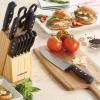 imageFarberware 22Piece Never Needs Sharpening Triple Rivet HighCarbon Stainless Steel Knife Block and Kitchen Tool Set Black Durable ANDPrecision CutleryNever Needs Sharpening
