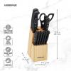 imageFarberware 22Piece Never Needs Sharpening Triple Rivet HighCarbon Stainless Steel Knife Block and Kitchen Tool Set Black Durable ANDPrecision CutleryNever Needs Sharpening