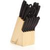 imageFarberware 22Piece Never Needs Sharpening Triple Rivet HighCarbon Stainless Steel Knife Block and Kitchen Tool Set Black Durable ANDPrecision CutleryWave Edge