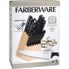 imageFarberware 22Piece Never Needs Sharpening Triple Rivet HighCarbon Stainless Steel Knife Block and Kitchen Tool Set Black Durable ANDPrecision CutleryWave Edge