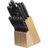 imageFarberware 22Piece Never Needs Sharpening Triple Rivet HighCarbon Stainless Steel Knife Block and Kitchen Tool Set Black Durable ANDPrecision CutleryWave Edge