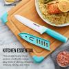 imageFarberware Ceramic Chef Knife with CustomFit Blade Cover RazorSharp Kitchen Knife with Ergonomic SoftGrip Handle DishwasherSafe 6inch AquaAqua