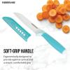 imageFarberware Ceramic Chef Knife with CustomFit Blade Cover RazorSharp Kitchen Knife with Ergonomic SoftGrip Handle DishwasherSafe 6inch AquaAqua