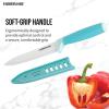 imageFarberware Ceramic Chef Knife with CustomFit Blade Cover RazorSharp Kitchen Knife with Ergonomic SoftGrip Handle DishwasherSafe 6inch AquaAqua