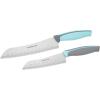 imageFarberware Soft Grip Serrated Utility Knife 55Inch Green2Piece Santoku Set