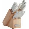 imageFarberware 15Piece Forged Triple Rivet Knife Block Set RazorSharp Kitchen Knife Set with Wood Block HighCarbon Stainless Steel WhiteWhite