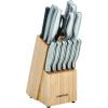 imageFarberware 15Piece Stamped Stainless Steel Knife Block Set HighCarbon Stainless Steel Kitchen Knife Set with Ergonomic Handles RazorSharp Knives with Wood Block 15Piece Set GraphiteNatural Bamboo