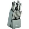 imageFarberware 15Piece Stamped Stainless Steel Knife Block Set HighCarbon Stainless Steel Kitchen Knife Set with Ergonomic Handles RazorSharp Knives with Wood Block 15Piece Set GraphiteGraphite