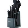 imageFarberware 30Piece SpinandStore Knife and Kitchen Tool Set with Rotating Storage Caddy High CarbonStainless Steel Kitchen Knives RazorSharp Knife Set BlackBlack