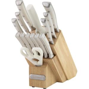 imageFarberware 15Piece Forged Triple Rivet Knife Block Set HighCarbon Kitchen Knife set with Ergonomic Handles 15Piece Set RazorSharp Knife Set WhiteNatural 2