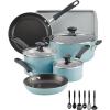 imageFarberware Cookstart DiamondMax Nonstick Jumbo Cooker with Lid and Helper Handle Dishwasher Safe 6 Quart BlackAqua