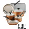 imageFarberware Cookstart DiamondMax Nonstick Jumbo Cooker with Lid and Helper Handle Dishwasher Safe 6 Quart BlackCopper