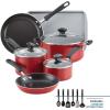imageFarberware Cookstart DiamondMax Nonstick Jumbo Cooker with Lid and Helper Handle Dishwasher Safe 6 Quart BlackRed