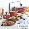 imageFarberware Cookstart DiamondMax Nonstick Jumbo Cooker with Lid and Helper Handle Dishwasher Safe 6 Quart BlackRed