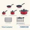 imageFarberware Cookstart DiamondMax Nonstick Jumbo Cooker with Lid and Helper Handle Dishwasher Safe 6 Quart BlackRed