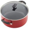imageFarberware Cookstart DiamondMax Nonstick Jumbo Cooker with Lid and Helper Handle Dishwasher Safe 6 Quart BlackRed