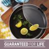 imageFarberware Dishwasher Safe Nonstick Jumbo CookerSaute Pan with Helper Handle Aluminum 6 Quart BlueAqua