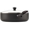 imageFarberware Dishwasher Safe Nonstick Jumbo CookerSaute Pan with Helper Handle Aluminum 6 Quart BlueBlack