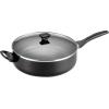 imageFarberware Dishwasher Safe Nonstick Jumbo CookerSaute Pan with Helper Handle Aluminum 6 Quart BlueBlack