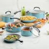 imageFarberware EcoAdvantage Ceramic Nonstick Straining SaucepanSauce Pan with Lid 3 Quart AquaAqua
