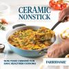 imageFarberware EcoAdvantage Ceramic Nonstick Straining SaucepanSauce Pan with Lid 3 Quart AquaAqua