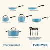 imageFarberware EcoAdvantage Ceramic Nonstick Straining SaucepanSauce Pan with Lid 3 Quart AquaAqua