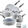 imageFarberware EcoAdvantage Ceramic Nonstick Straining SaucepanSauce Pan with Lid 3 Quart AquaGray