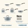 imageFarberware EcoAdvantage Ceramic Nonstick Straining SaucepanSauce Pan with Lid 3 Quart AquaGray