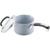 imageFarberware EcoAdvantage Ceramic Nonstick Straining SaucepanSauce Pan with Lid 3 Quart AquaGray