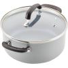 imageFarberware EcoAdvantage Ceramic Nonstick Straining SaucepanSauce Pan with Lid 3 Quart AquaGray