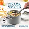 imageFarberware EcoAdvantage Ceramic Nonstick Straining SaucepanSauce Pan with Lid 3 Quart AquaGray